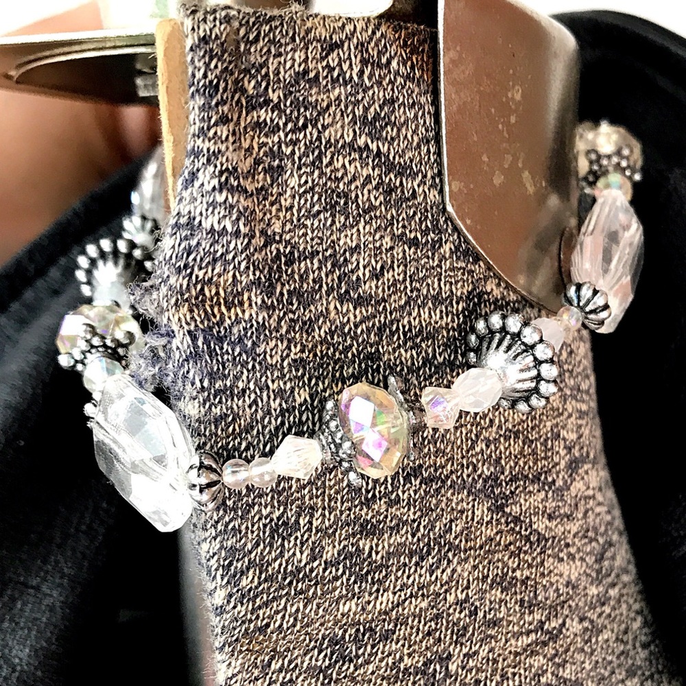 Aurora Borealis Crystal Beaded Choker 1970's - Picture 3 of 4